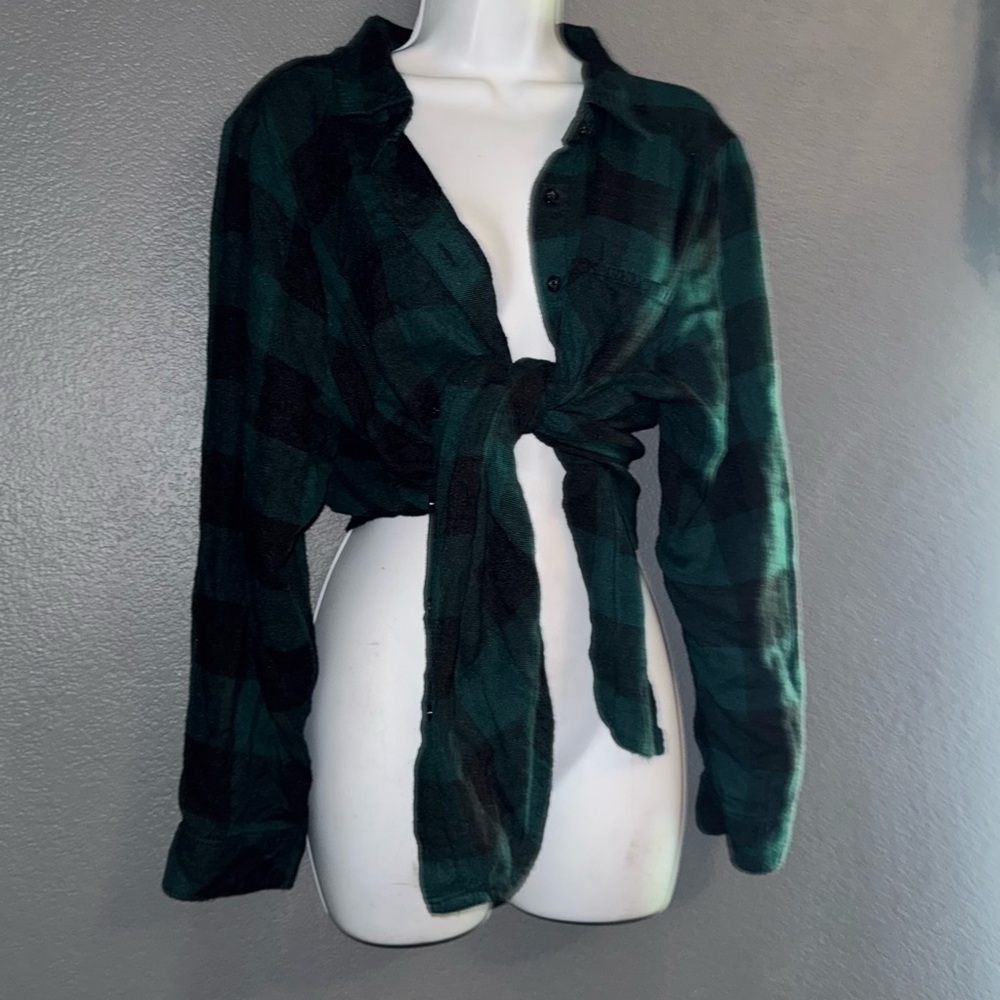 Torrid Green Gingham Soft Spring Long Sleeve Flannel Shirt Womens Large XL 1X - Picture 6 of 7